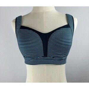 Lululemon Ta Ta Tamer II Sports Bra Hyper Stripe Blue Moon / Inkwell / Black 36D